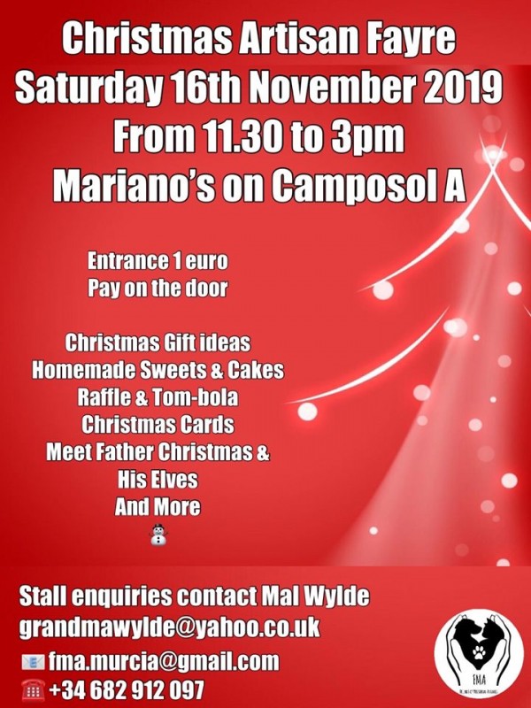 <span style='color:#780948'>ARCHIVED</span> - Saturday 16th November Christmas artisan fair on Camposol