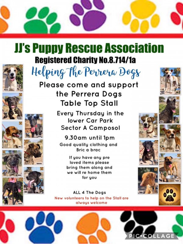 <span style='color:#780948'>ARCHIVED</span> - Every Thursday on Camposol Table top sale for JJs Puppies and Helping the Perrera Dogs