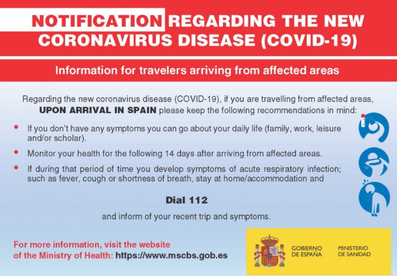<span style='color:#780948'>ARCHIVED</span> - Passengers at Corvera airport welcomed by coronavirus advisory posters