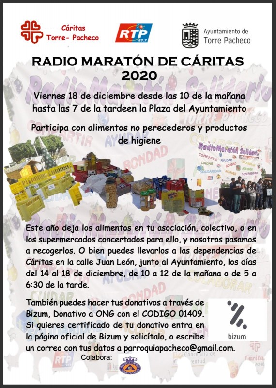 <span style='color:#780948'>ARCHIVED</span> - Radio Torre Pacheco solidarity food collection for the needy this festive season