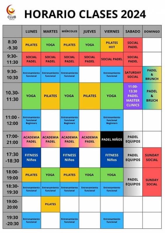 Club MMGR Mar Menor Golf Resort weekly events timetable