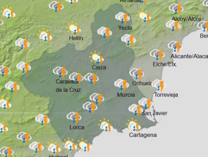 Murcia weather forecast October 28-November 3: Wet all week long