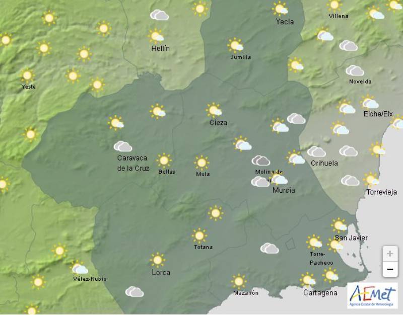 Slight chance of rain this weekend: Murcia weather forecast December 27-29