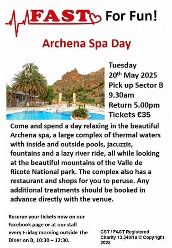 May 20 Pamper yourself at the FAST Archena Spa Day