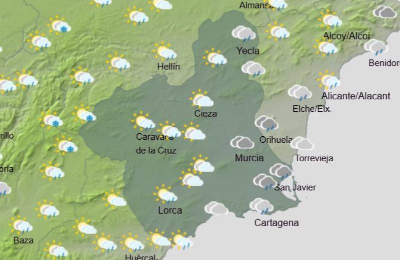 Murcia weekly weather forecast January 27-February 2: Sudden cold snap, heavy wind and rainstorms